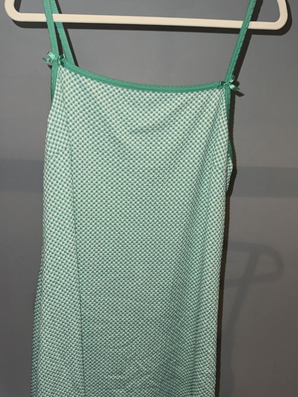 Wild Fable Green Gingham Mini Slip Dress XL Bow Detail Coquette Cottagecore - Picture 6 of 7